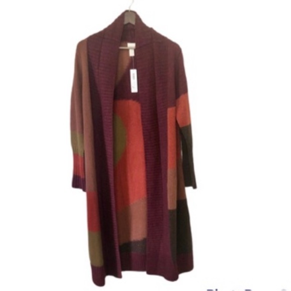 CHICO'S COLOR BLOCK LONG CARDIGAN - Picture 4 of 14